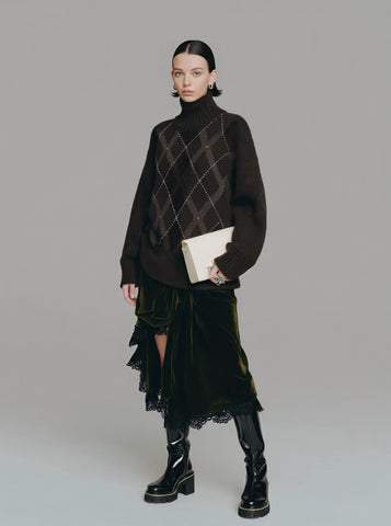 Loose Fit Winter Sweater Long Sleeve High Collar Casual Style Straight Tube Sleeve Regular Length Women's Top