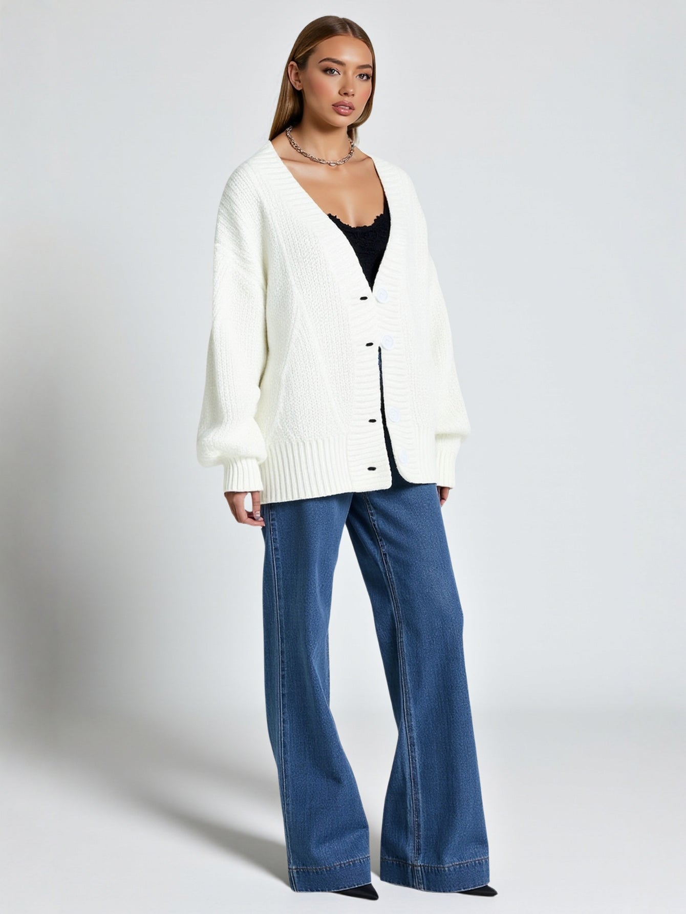 Women's Knitted Cardigan Sweater Coat Autumn Winter New Station Button Knitwear European American Style Fashion