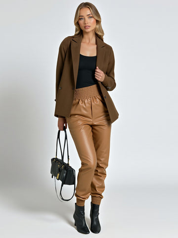 Women's Casual Fashion Leather Pants Street Trend Locomotive Wind European And American Style Autumn Winter Waist 22-25 Years