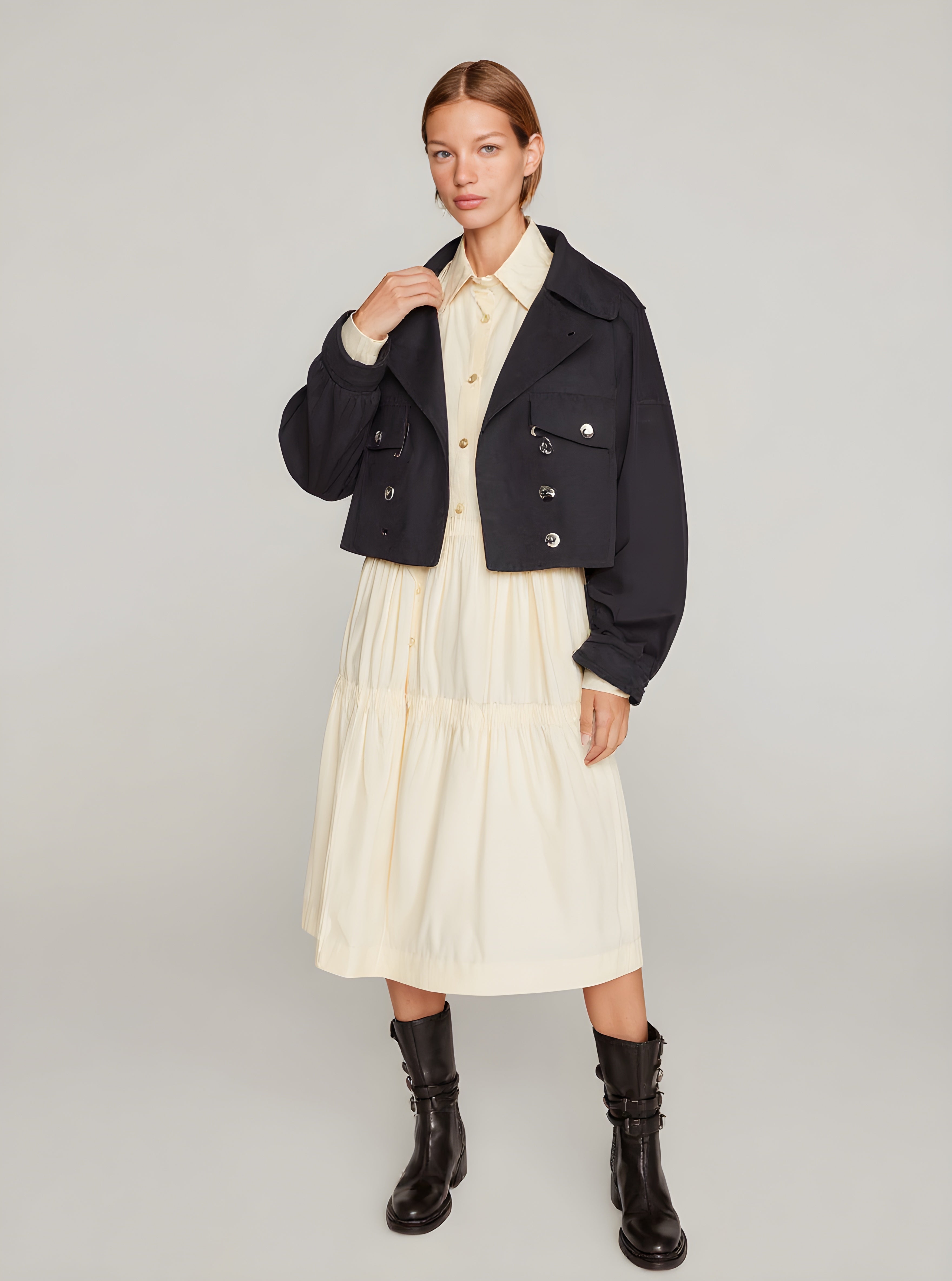 Women's Jackets Autumn Winter 2025 French-Touched Buttoned Plain Long Sleeve Lapel Casual Lightweight Jackets