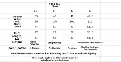 Women's Casual Double-Sided Jacket European And American Style Lapel Irregular Pocket Zipper Long-Sleeve Short Coat