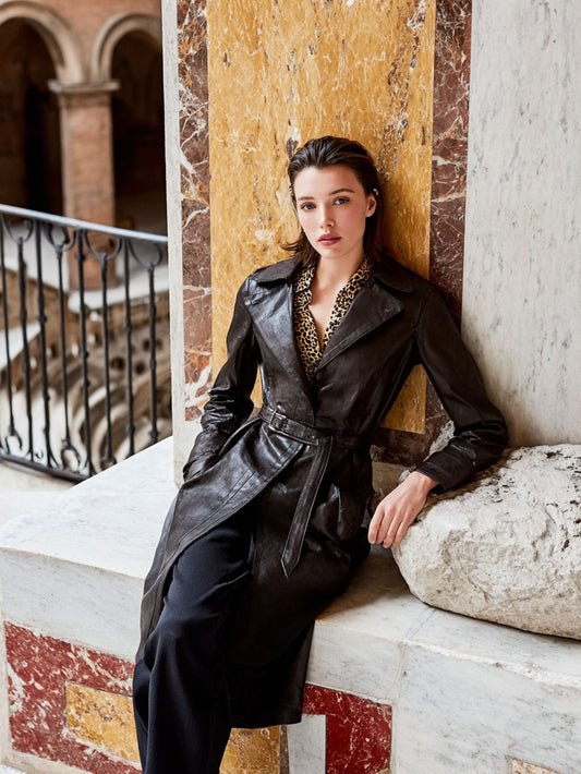 Women's Autumn Winter Coats Retro Vintage Streetwear Solid Color Long Sleeve Lapel Sashes Long Coats