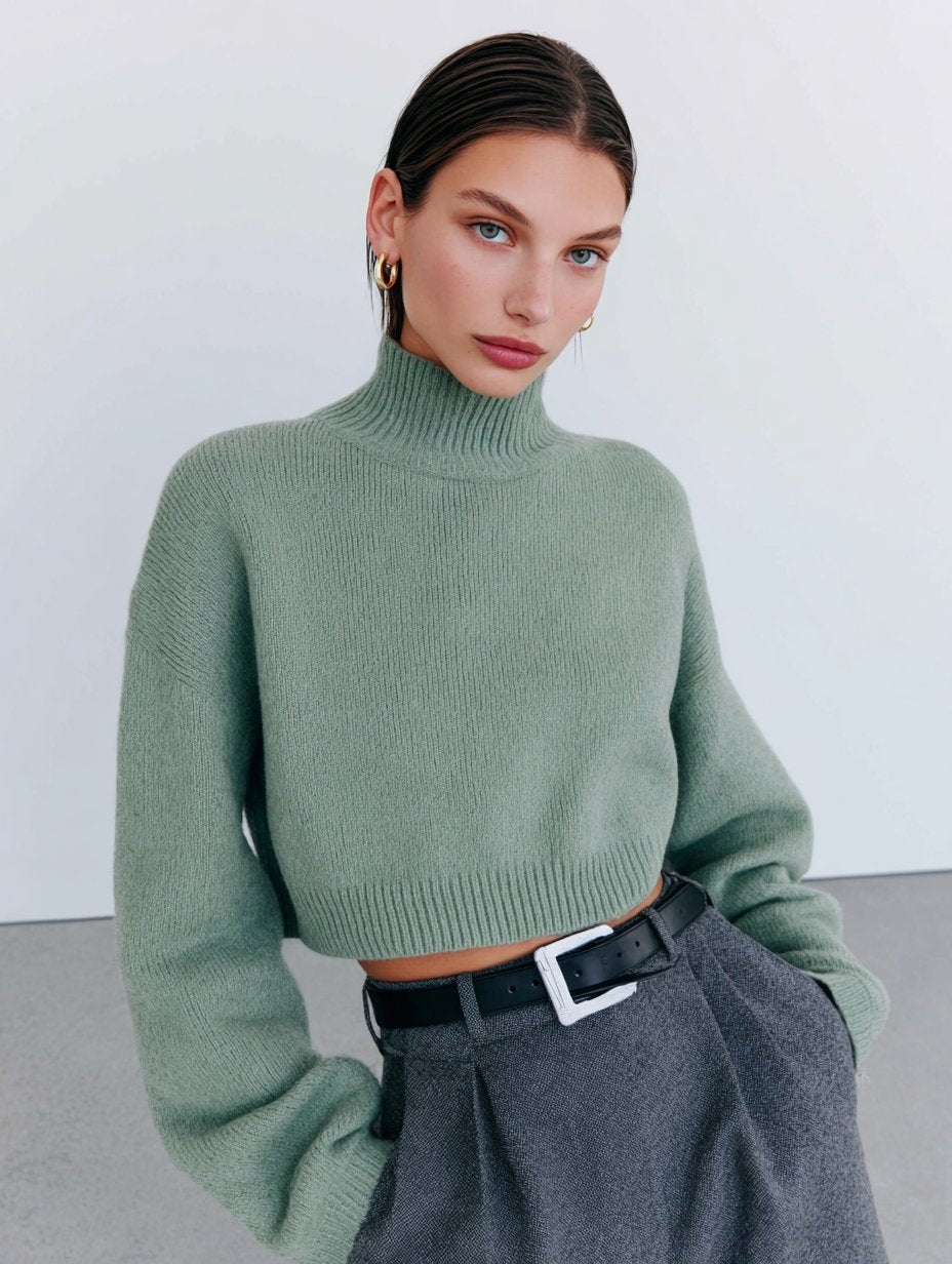 Winter Sweater Long Sleeve Turtleneck Fit Body Straight Tube Cuff Casual Style Regular Length Women's Top Fashion Clothes