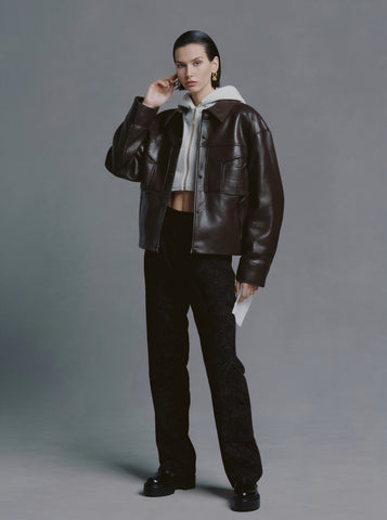 Women's Leather Coat Casual Style Winter Clothes Fashion Outerwear