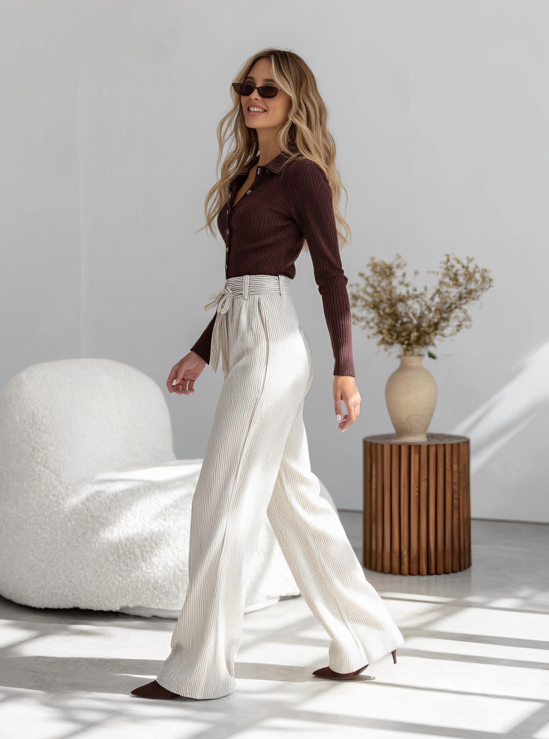 Casual Straight Leg Pants Full Length Fit Mid Waist Autumn Fashion Women's Bottom Wear Comfortable Loose Trousers