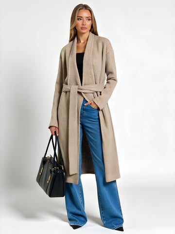 Women's Cardigan Loose Fit Long Sleeve Lace-Up Sweater Thick Large Lapel Versatile Autumn Winter Lazy Style