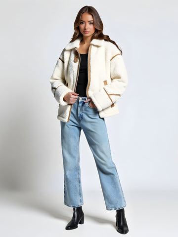 Women's Double-Sided Fleece Jacket Coat European American Style Winter Fashion Trend Personality Top Outerwear