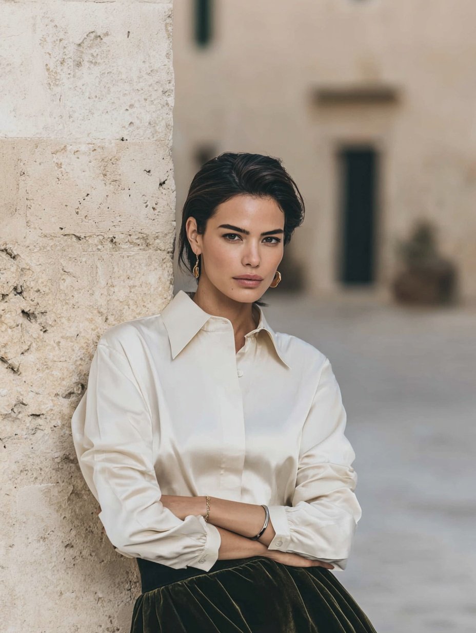 Women's Shirts 2025 Autumn Office Lady Plain Single Breasted Button Front Long Sleeve Shirt Collar Daily Shirts