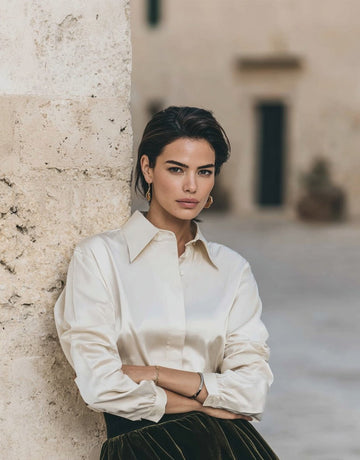 Women's Shirts 2025 Autumn Office Lady Plain Single Breasted Button Front Long Sleeve Shirt Collar Daily Shirts