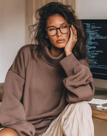 Autumn Pullover 2025 Women's Comfortable Plain Long Sleeve Turtleneck Loose Fit Casual Pullover