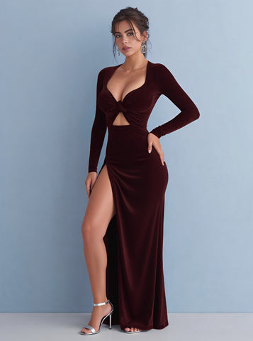 Autumn Tight Fit Wrap Dress Mid-Length Straight Sleeve Square Collar Party Style Women's Dress Skirt Type Bodycon Gown