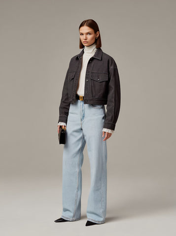 Casual Denim Jacket Autumn Style Women's Fashion Outerwear Casual Loose Fit Classic Blue Denim Coat For Ladies