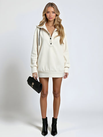 Autumn Hoodies 2025 Women's Casual Plain Long Sleeve Single Breasted Basics Drawstring Basics Hoodies