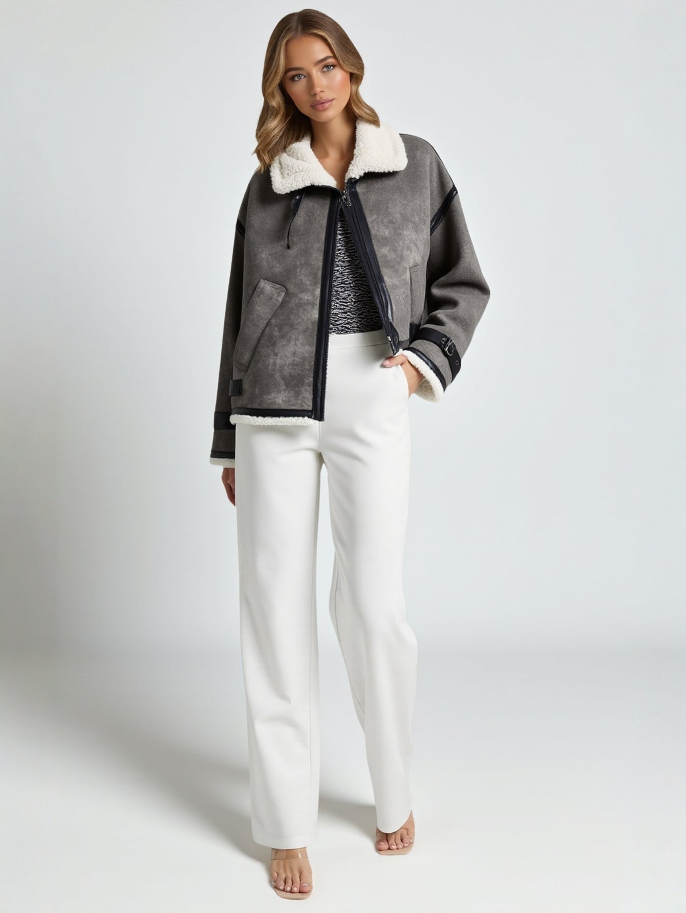 Winter Fashion Joker Loose Fit Double-Sided Jacket Coat European American Style Casual Outerwear for Women