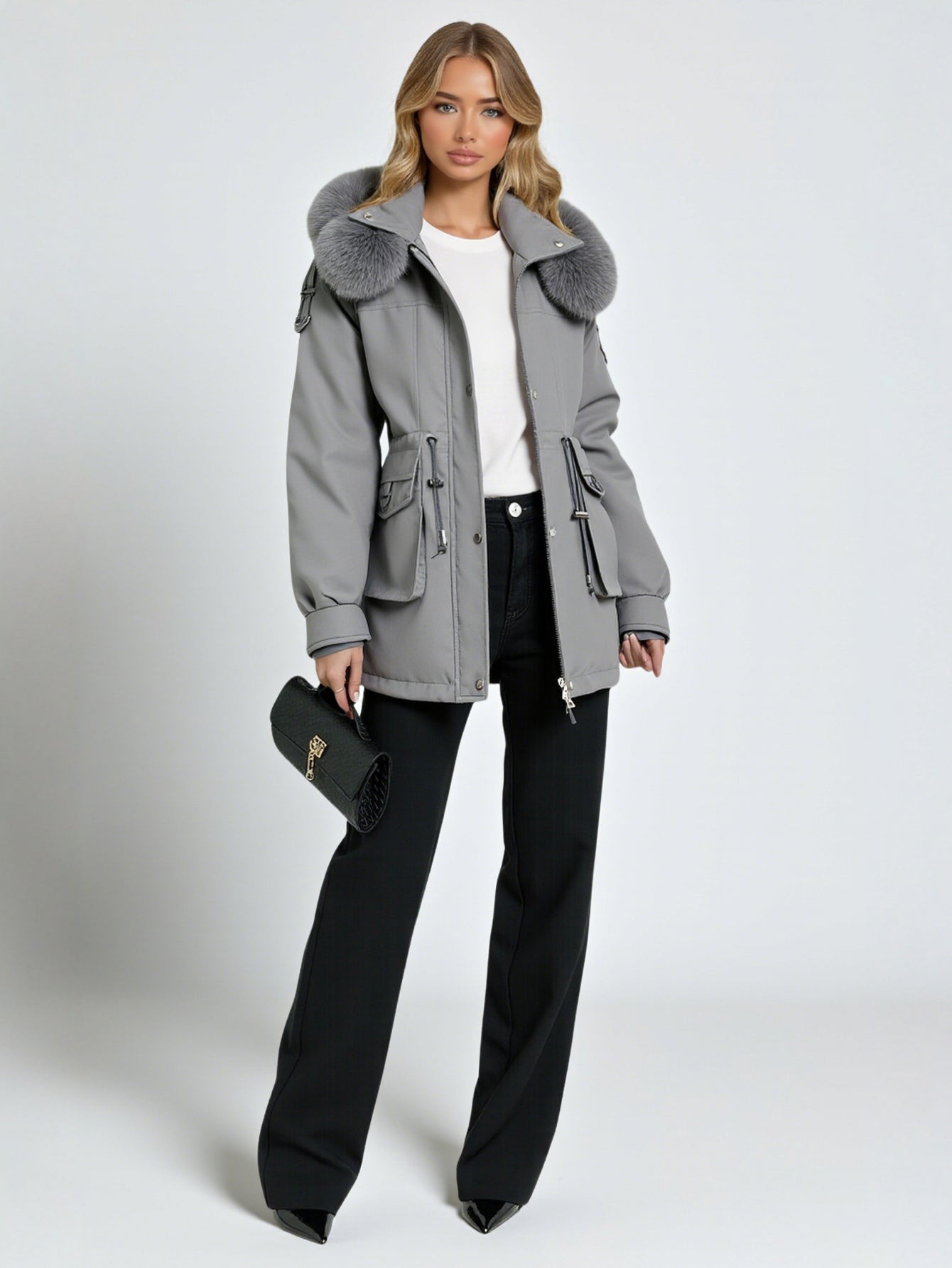 Parker Women's Long Hooded Jacket Liner Fashion Daily Pockets Outerwear Casual Solid Color