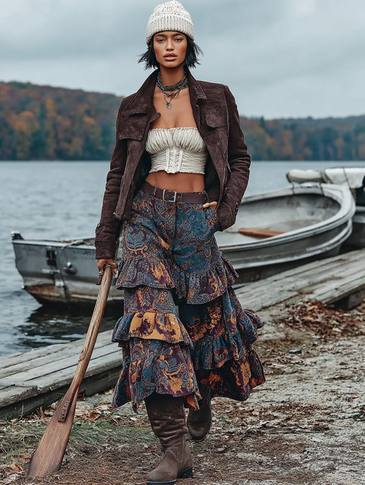 Spring Autumn Mid-Length Casual Skirt Regular Waistline A-Line Dress Stylish Elegant Women's Fashion Outerwear