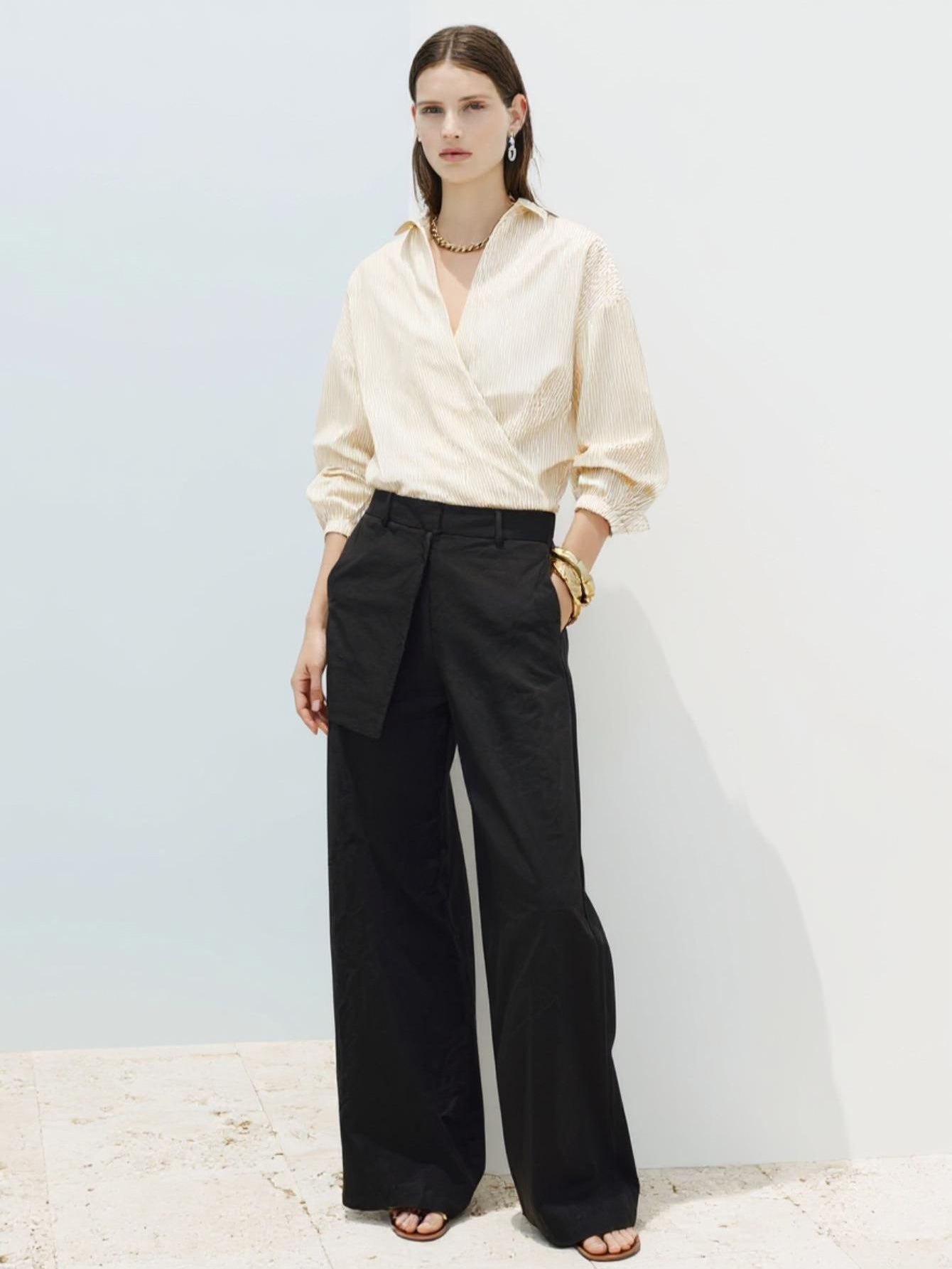 2025 Women's Autumn Winter Shirts Daily Fashion Solid Color Long Sleeve V-Neck Regular Fit Casual Office Lady Shirts