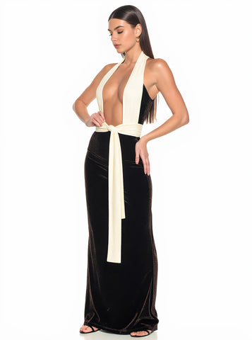 Autumn Winter Tight Fit Party Dress Long Skirt Hanging Neckline Strap Style Women's Fashion Clothing