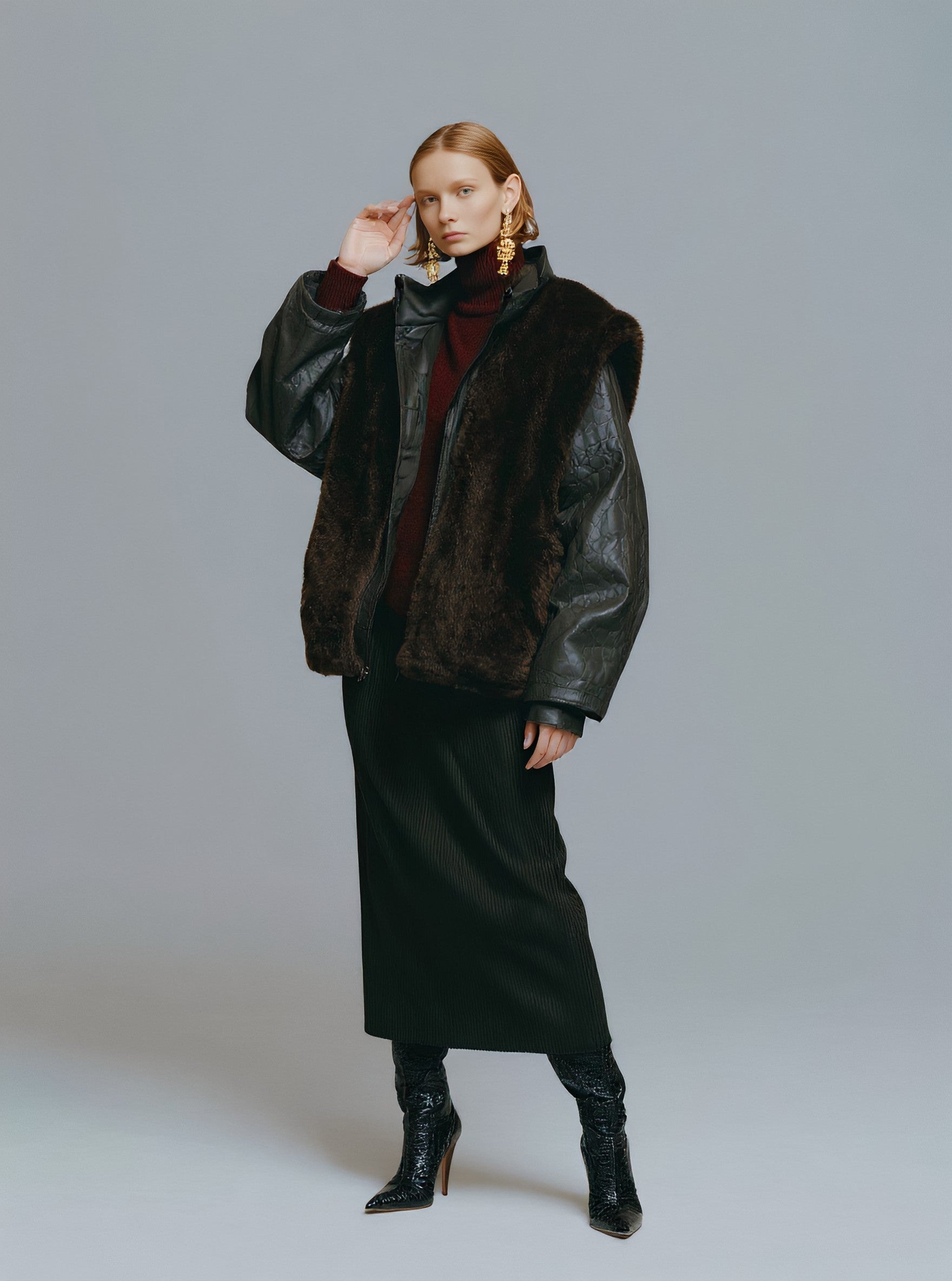 Fur One Winter Clothes Casual Style Women's Leather Jacket Fur Collar Biker Coat Warmth And Fashion Combined