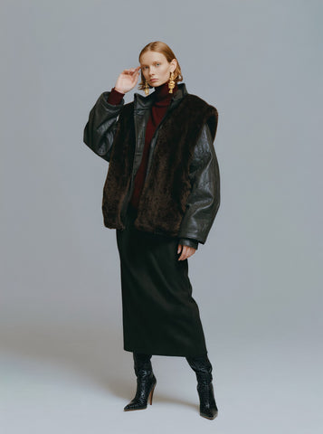 Fur One Winter Clothes Casual Style Women's Leather Jacket Fur Collar Biker Coat Warmth And Fashion Combined