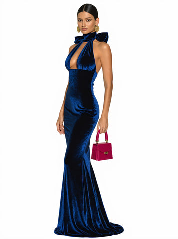 Fashionable Summer Dress High Collar Floor-Length Sleeveless Fit Women's Clothing Elegant Style Maxi Skirt Evening Gown