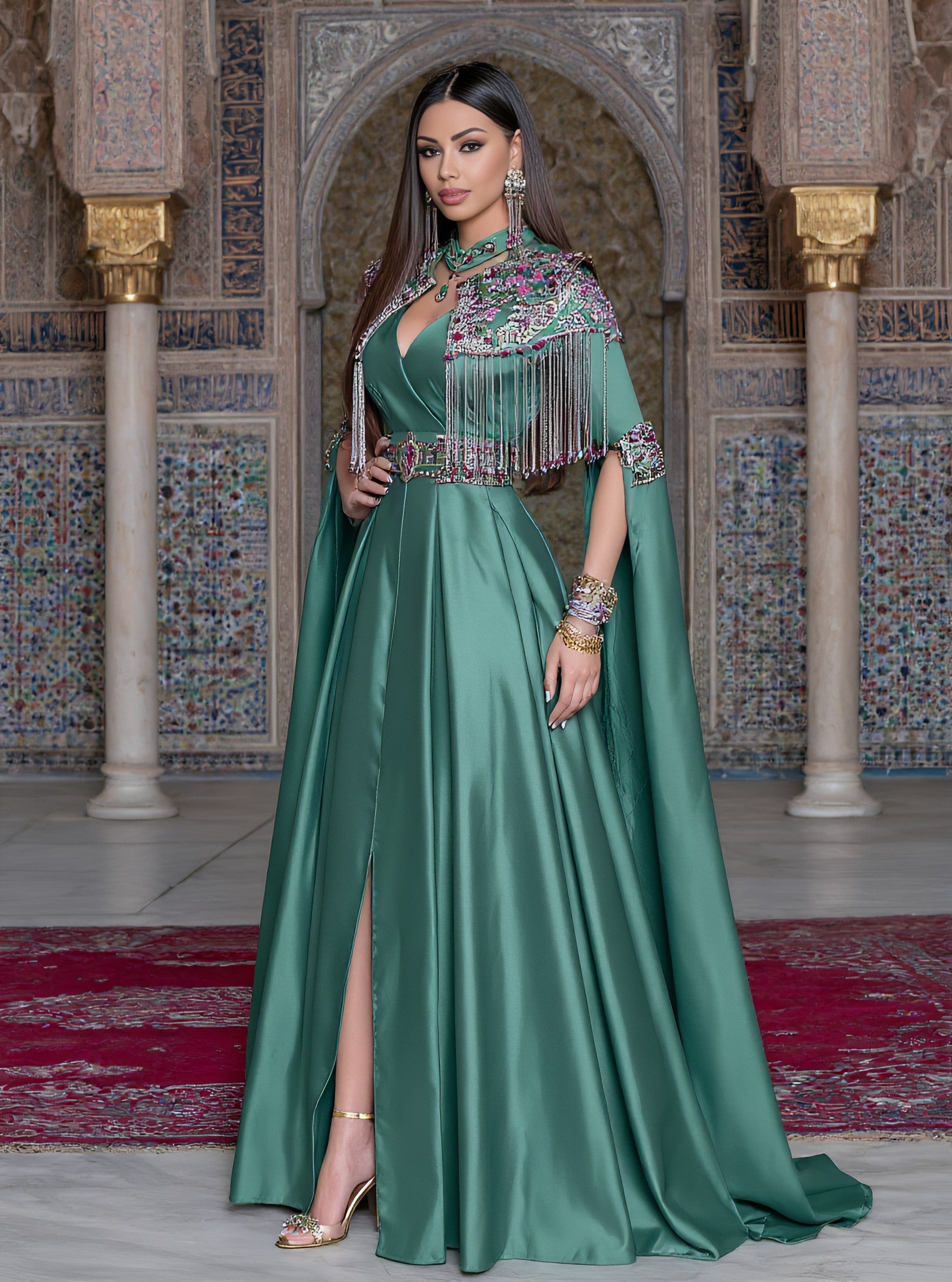 Loose Floor-Length Dress Autumn Casual Style V-Neck Cowl Sleeve Muslim Fashion Women's Dress Elegant Classy Long Skirt