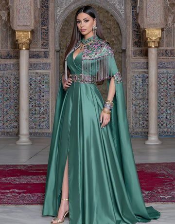 Loose Floor-Length Dress Autumn Casual Style V-Neck Cowl Sleeve Muslim Fashion Women's Dress Elegant Classy Long Skirt