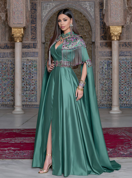 Loose Floor-Length Dress Autumn Casual Style V-Neck Cowl Sleeve Muslim Fashion Women's Dress Elegant Classy Long Skirt