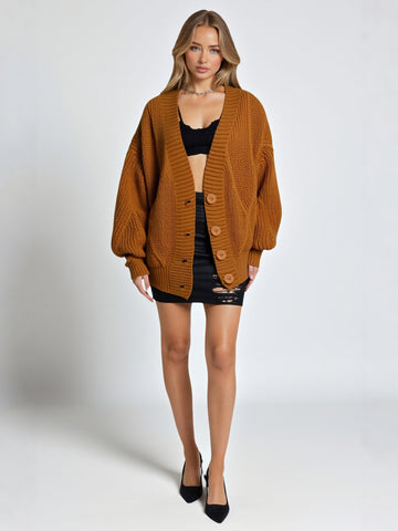 Women's Knitted Cardigan Sweater Coat Autumn Winter New Station Button Knitwear European American Style Fashion