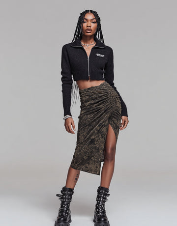 Women's Skirts Autumn Winter Fashion Daily 2025 Trendy Chic Printed Long Sleeve Wrap Midi High Street Skirts