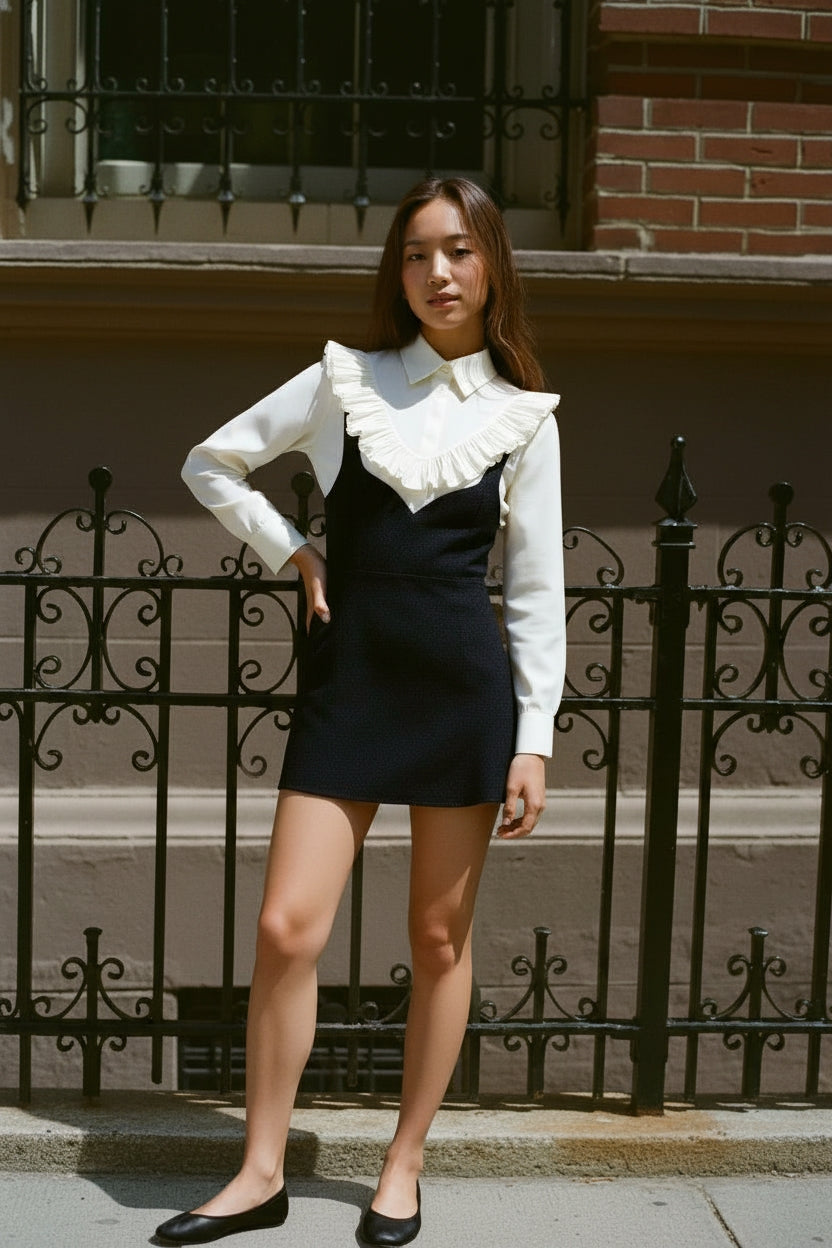 Casual Fitted Dress Autumn Winter Clothes Lapel Long Sleeve Mid-Length Skirt Style Women's Fashion Dress