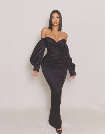 Women's 2025 Summer Fashion Dresses Long Sleeve Off Shoulder Plain Daily Skinny Fit Dresses