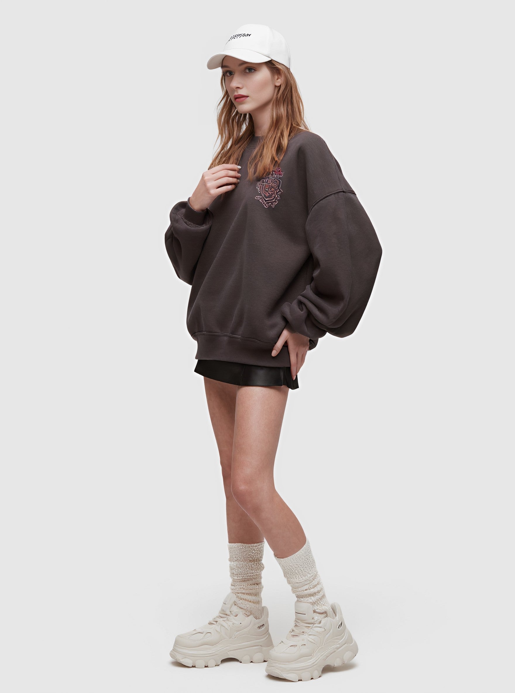 Autumn Winter Crew Neck Casual Straight Sleeve Fit Style Women's Top Fashionable Comfortable Streetwear Pullover