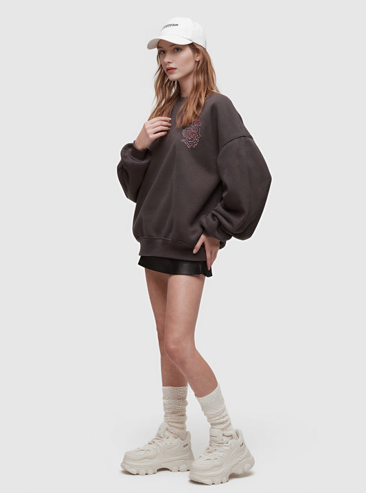 Autumn Winter Crew Neck Casual Straight Sleeve Fit Style Women's Top Fashionable Comfortable Streetwear Pullover