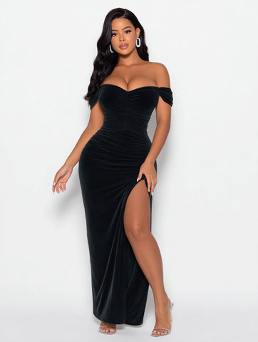 Women's Dresses Summer Elegant Edgy 2025 Trendy Plain Short Sleeve Off Shoulder Wrap Maxi Sexy Nightclub Dresses
