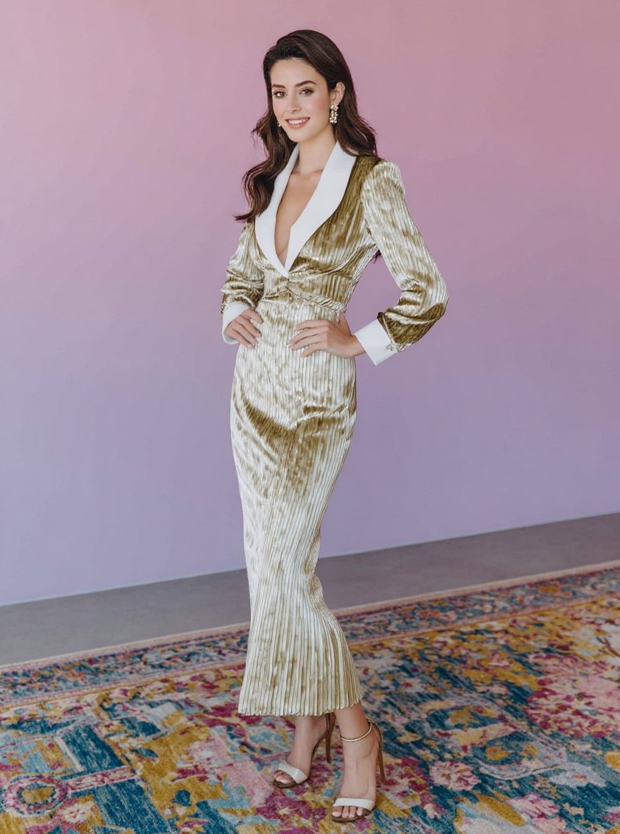 Women's Dresses Autumn Winter Daily 2025 Plain Long Sleeve Turn-down Collar Maxi A-line Sexy Club Dresses