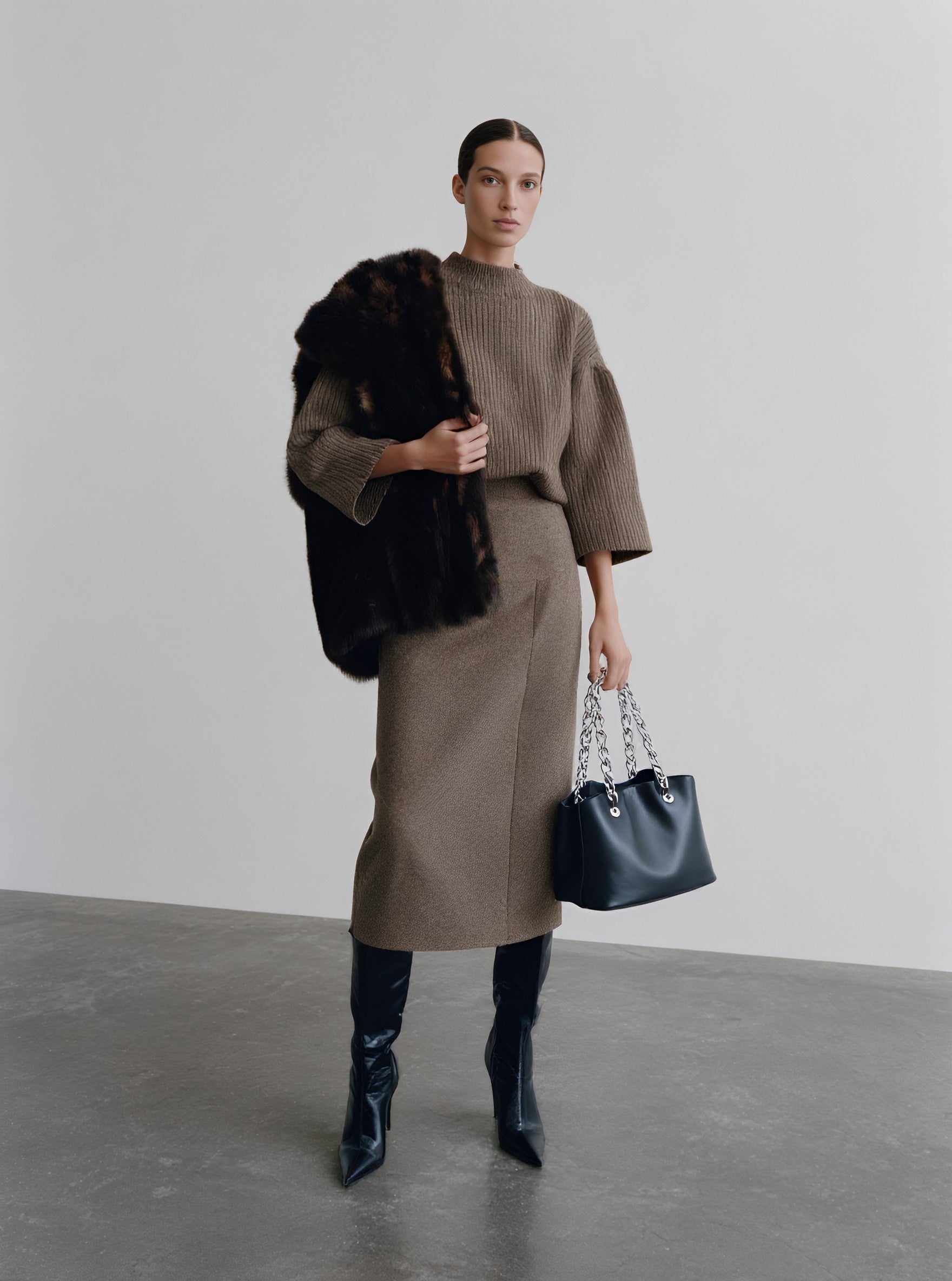 Fur One Women's Casual Style Fur Coat Winter Clothes Integrated Leather And Fur Jacket