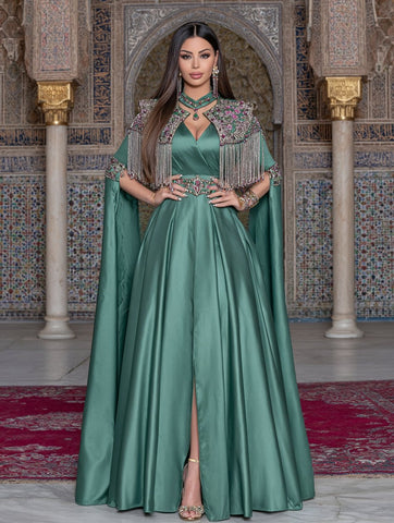 Loose Floor-Length Dress Autumn Casual Style V-Neck Cowl Sleeve Muslim Fashion Women's Dress Elegant Classy Long Skirt