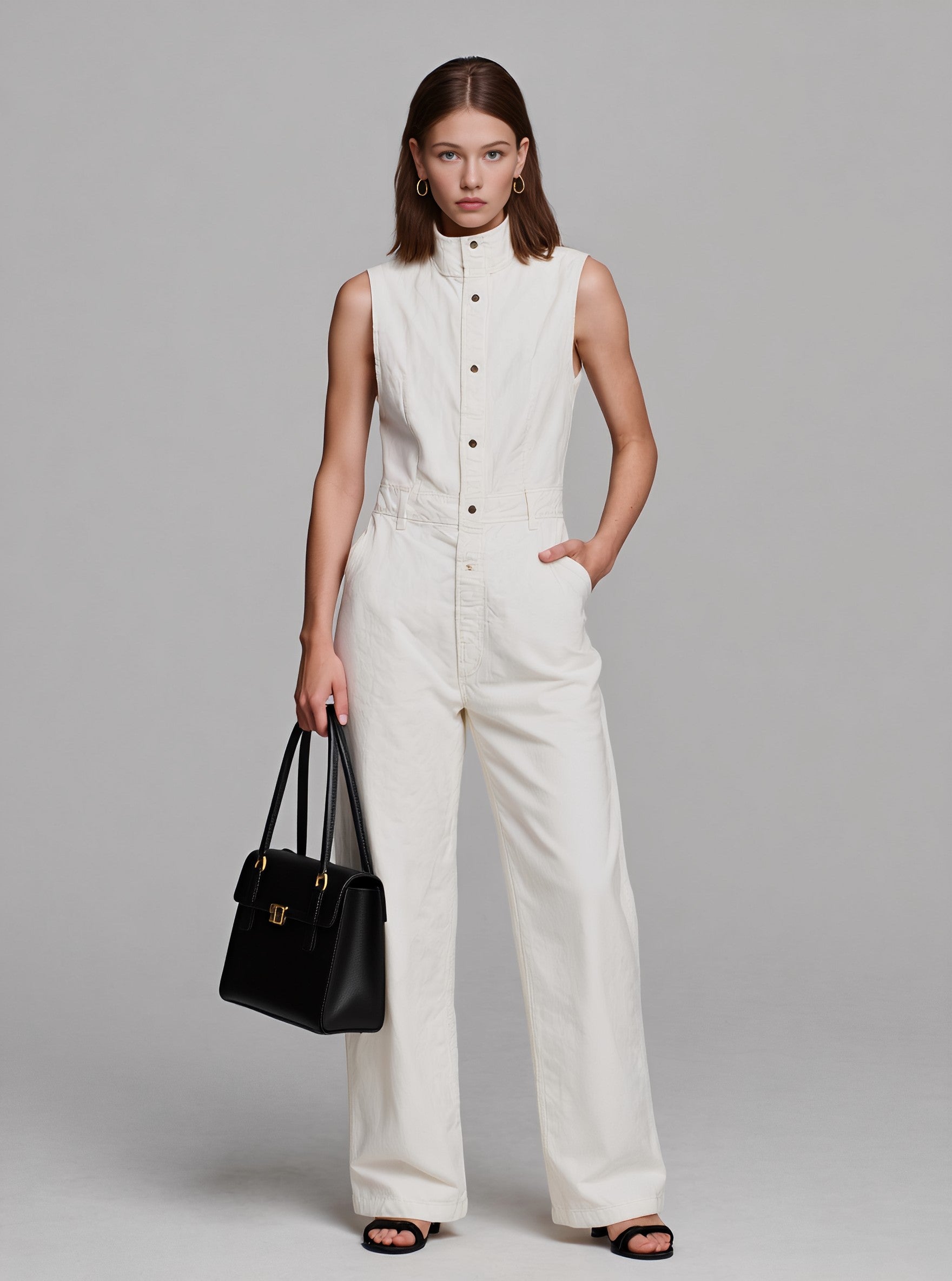 Autumn Casual High Collar Jumpsuit Women's Fashion Comfortable Fit One-Piece Suit for Ladies