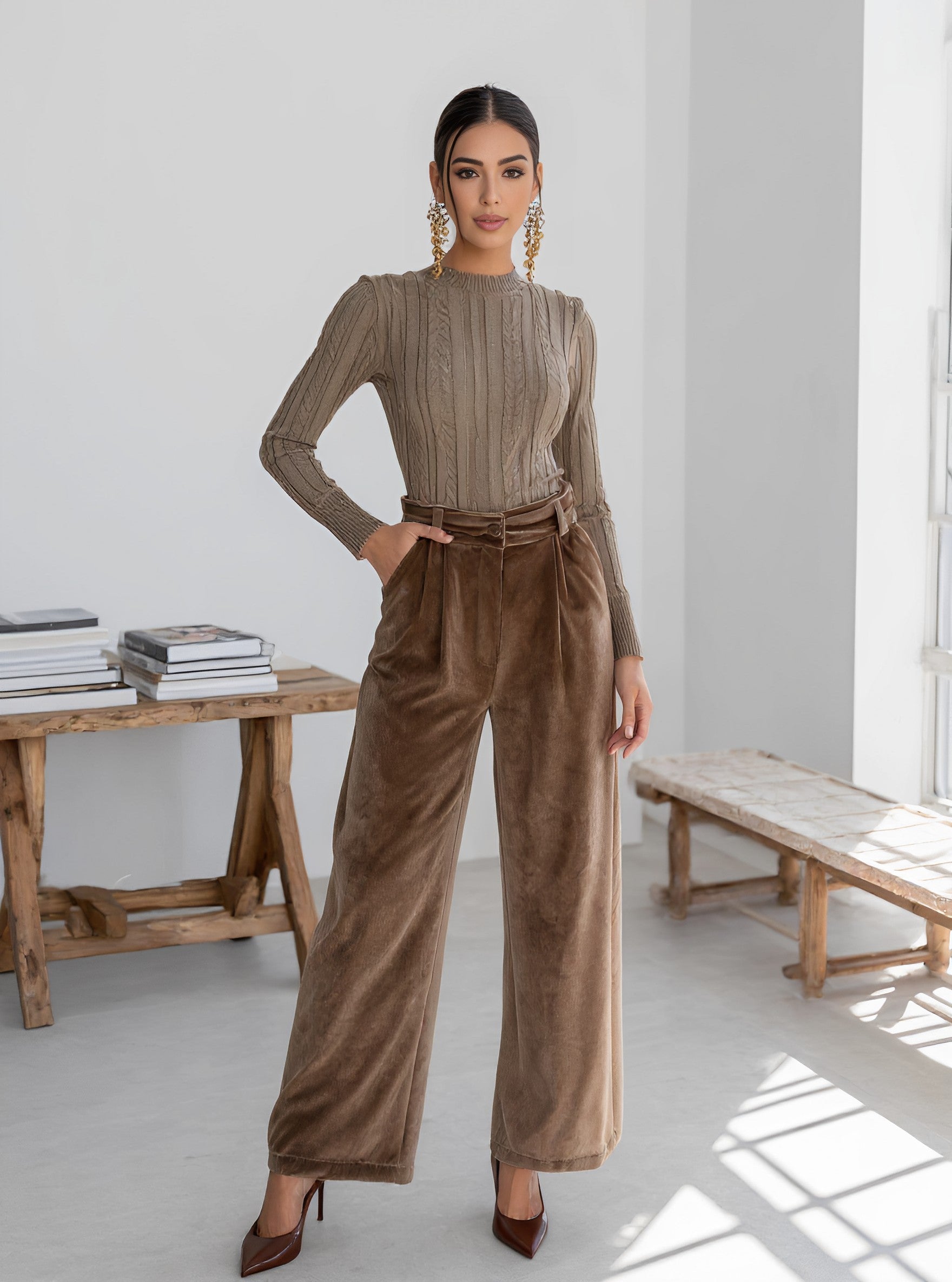 Casual Straight Leg Pants Full Length Fit Mid Waist Autumn Fashion Women's Bottom Wear Comfortable Loose Trousers