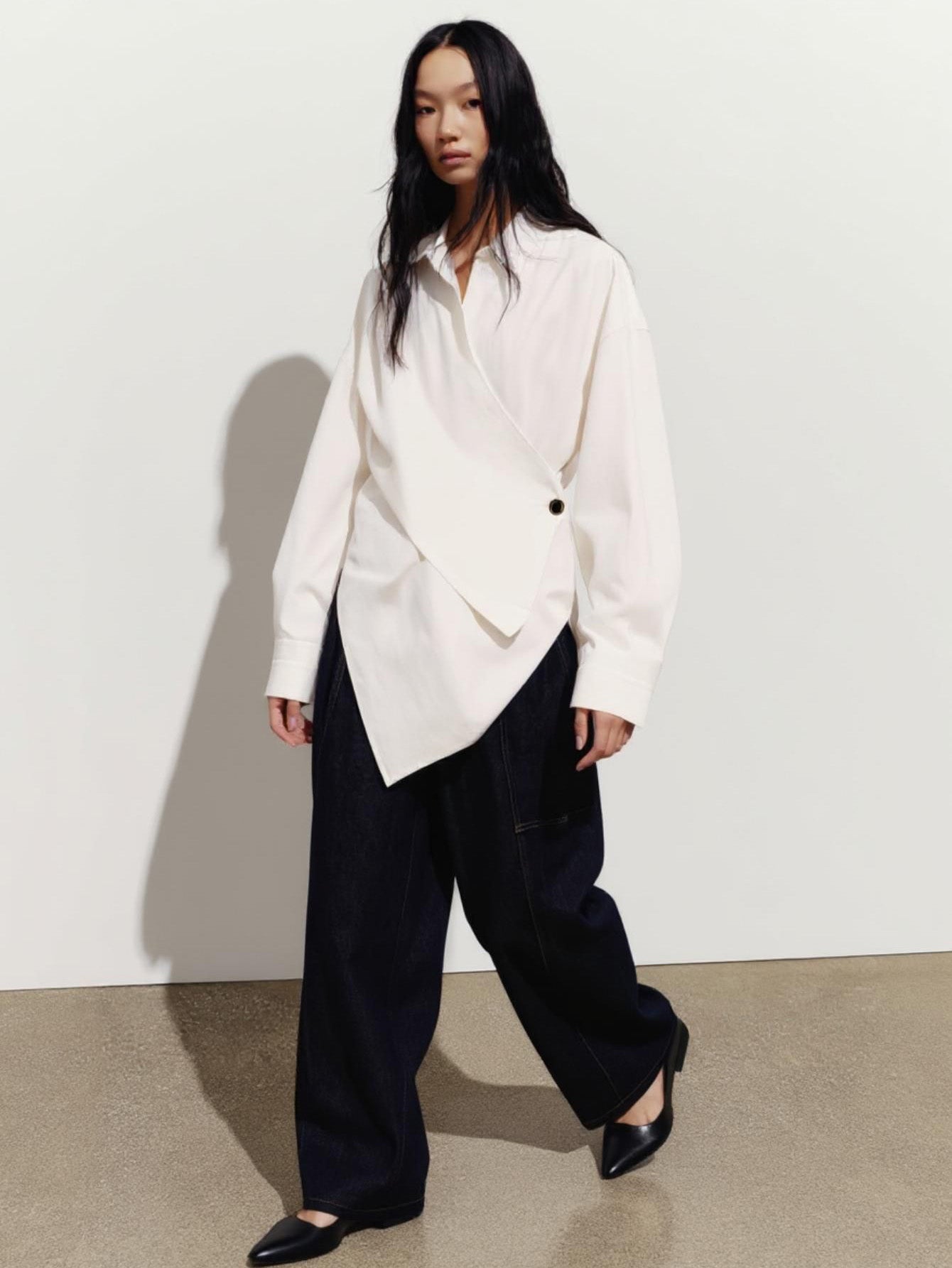 Women's Autumn Winter 2025 Shirts Daily Fashion Plain Long Sleeve Lapel Knot Regular Fit Layered Shirts