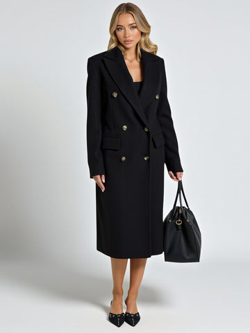 Women's Coats Autumn Winter Fashion Solid Color Long Sleeve Shawl Collar Double Breasted Daily Basic Coats