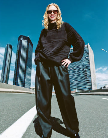 Loose Fit Long Sleeve Sweater Casual Style Half High Collar Straight Sleeve Autumn Top Women's Fashion Comfortable Knitwear