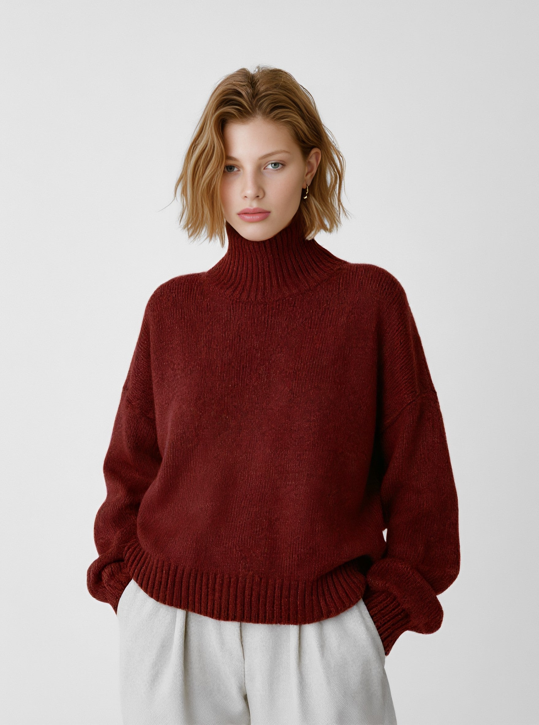 Loose Long Sleeve High Collar Straight Sleeve Winter Sweater Casual Style Regular Length Women's Top Fashion Clothes