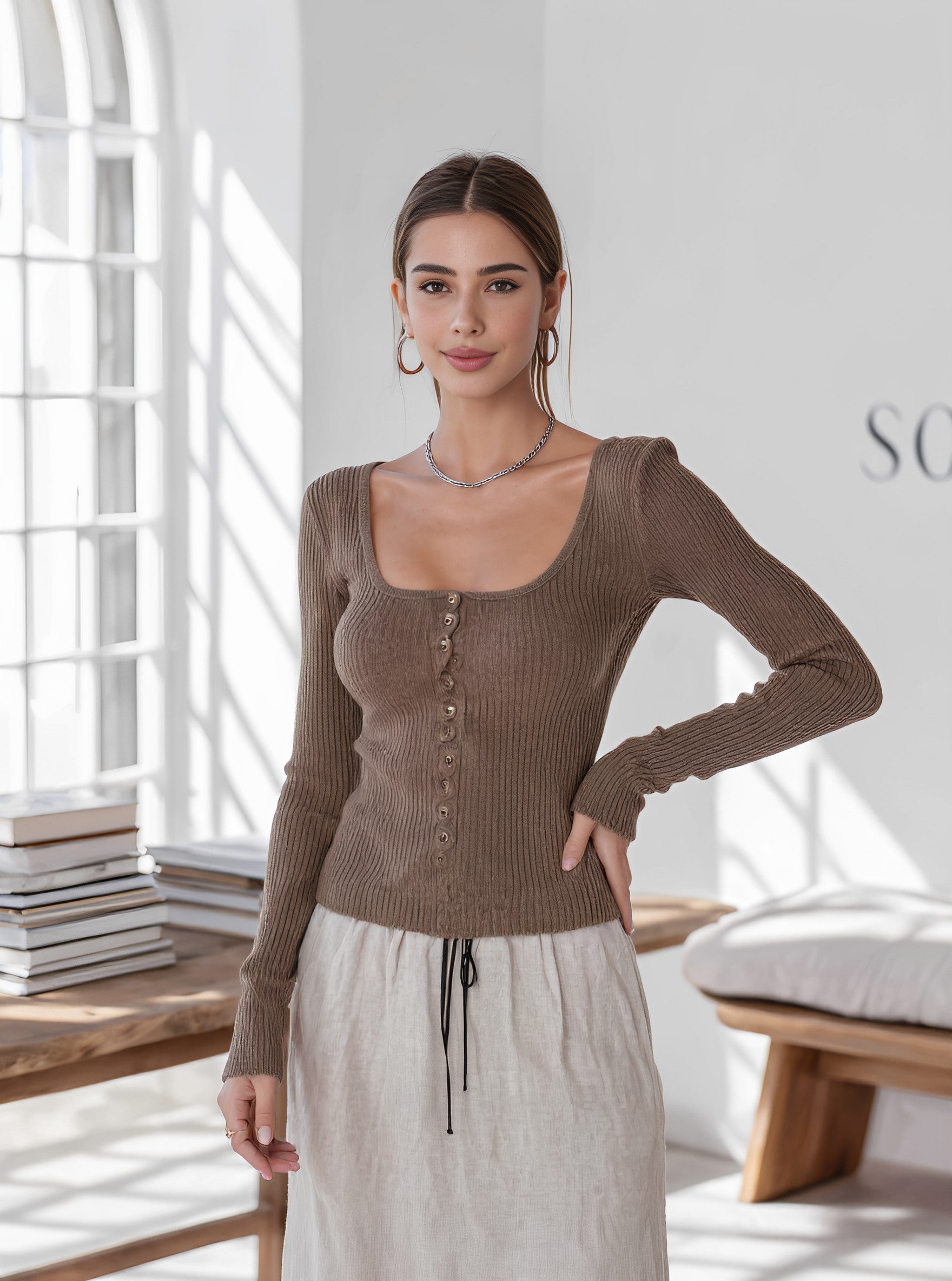 Autumn Stylish Long Sleeve T-Shirt Casual Straight Sleeve Regular Length Women's Top Fashionable Comfortable Casual Wear