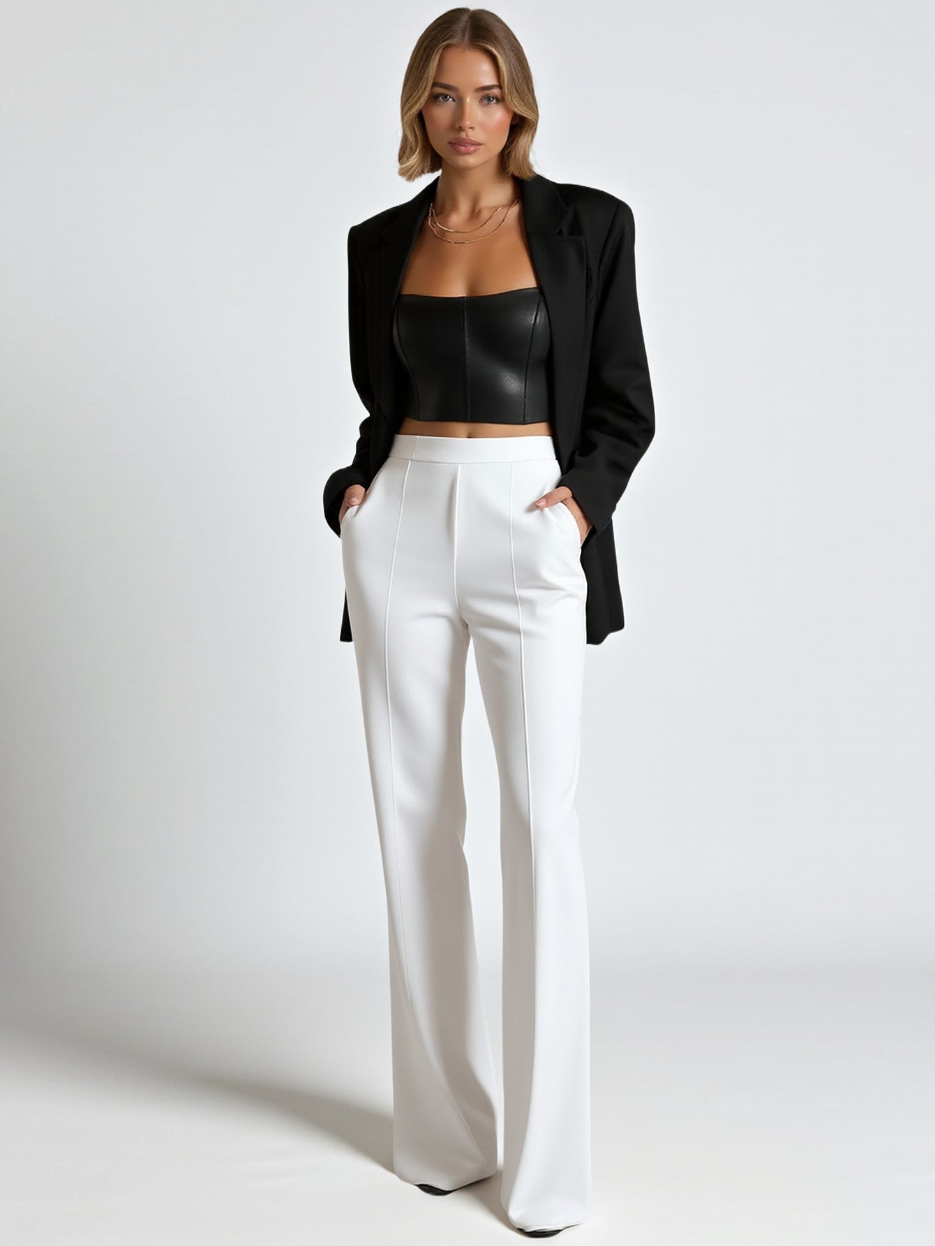 Women's Fashion Minimalism Daily Autumn Winter Independent Station Crew Neck Long Sleeve Sexy Pants