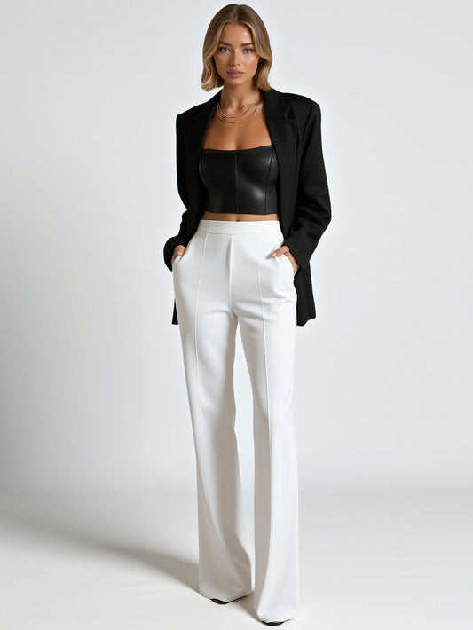 Women's Fashion Minimalism Daily Autumn Winter Independent Station Crew Neck Long Sleeve Sexy Pants