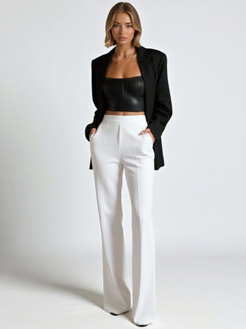 Women's Fashion Minimalism Daily Autumn Winter Independent Station Crew Neck Long Sleeve Sexy Pants