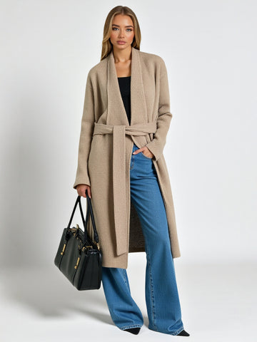 Women's Cardigan Loose Fit Long Sleeve Lace-Up Sweater Thick Large Lapel Versatile Autumn Winter Lazy Style