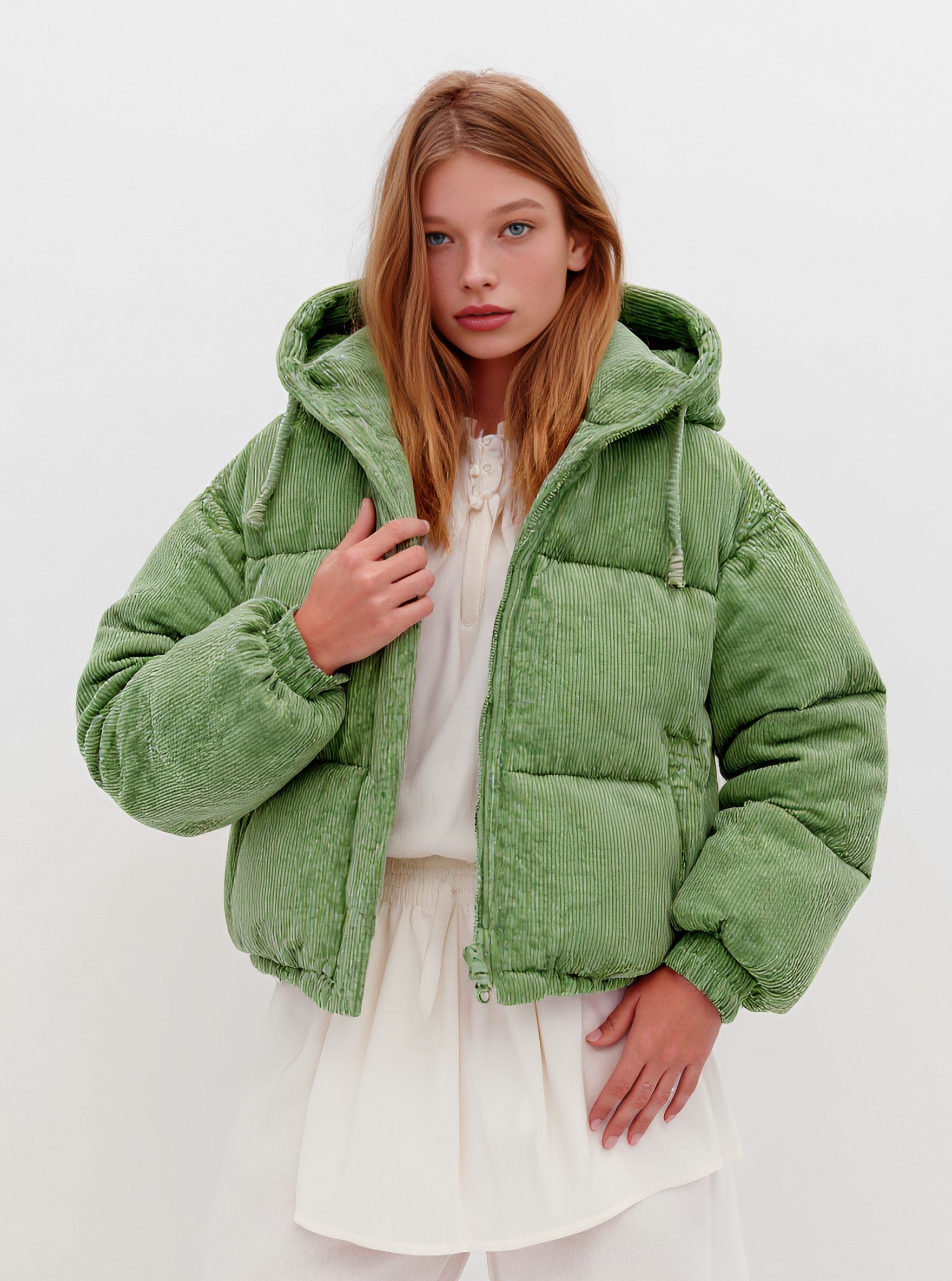 Cotton-Padded Jacket Long Sleeve Casual Style Winter Clothes Straight Sleeve Design Regular Length Women's Top